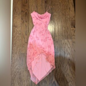 Y2K City Triangles Pink Floral Cowl Neck Fairycore Dress Small